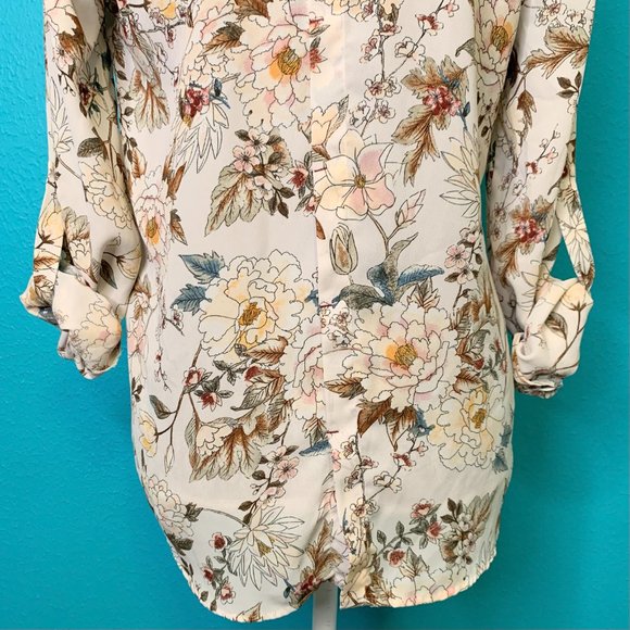 Zara Basic Collection Floral Button Front Blouse - Picture 14 of 16